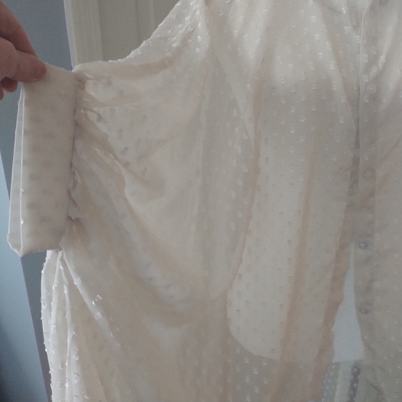 boohoo Dobby Chiffon Oversized Maxi Shirt Ecru 14 - Picture 5 of 12